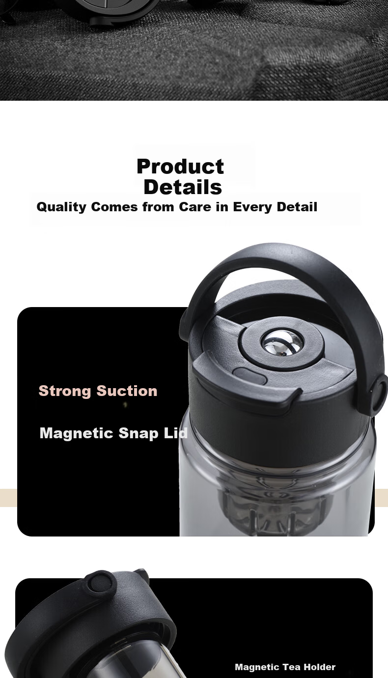 ENO Magnetic Infuser Tea Cup Men Tea Water Separation Tritan Water Bottle High Temperature Resistant Food Grade Suitable for Boiling Water 13