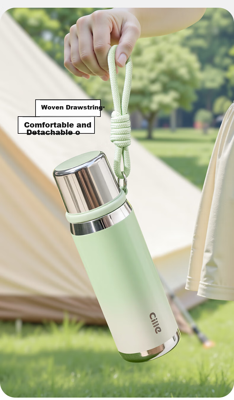 Cille Large Capacity Insulated Mug, 316L Stainless Steel Water Bottle for Men And Women, Outdoor Student Tea Cup, Soft Pink 630ml 13