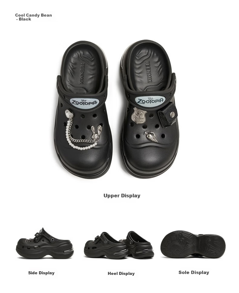 Tianmeiyi Zootopia Collaboration Jelly Bean Clog Women's Thick Sole Height Increasing Open Toe Sandals 20