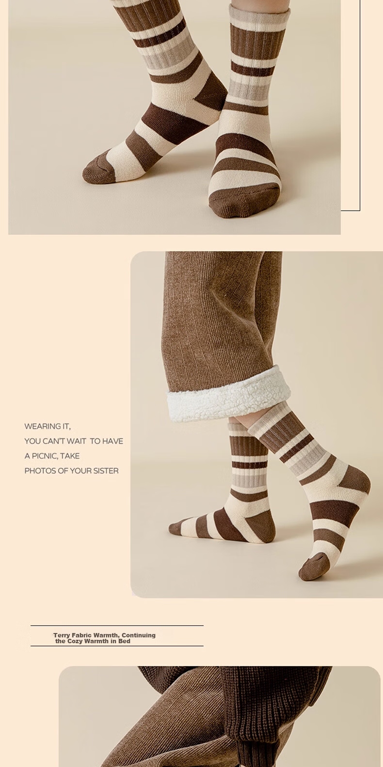 Miiow Kids Cotton Socks Autumn Winter Terry Boys Thickened Fleece Mid-Calf Cold-Resistant Warm Socks Northeast Style 10