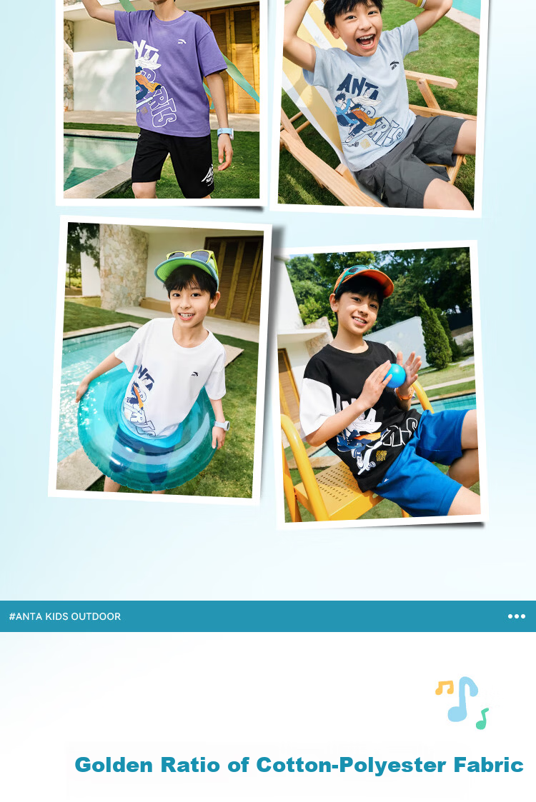 Anta Kids Knitted Short Sleeve 2026 Summer Youth Comfortable Breathable Trendy T-Shirt 352628154R 4