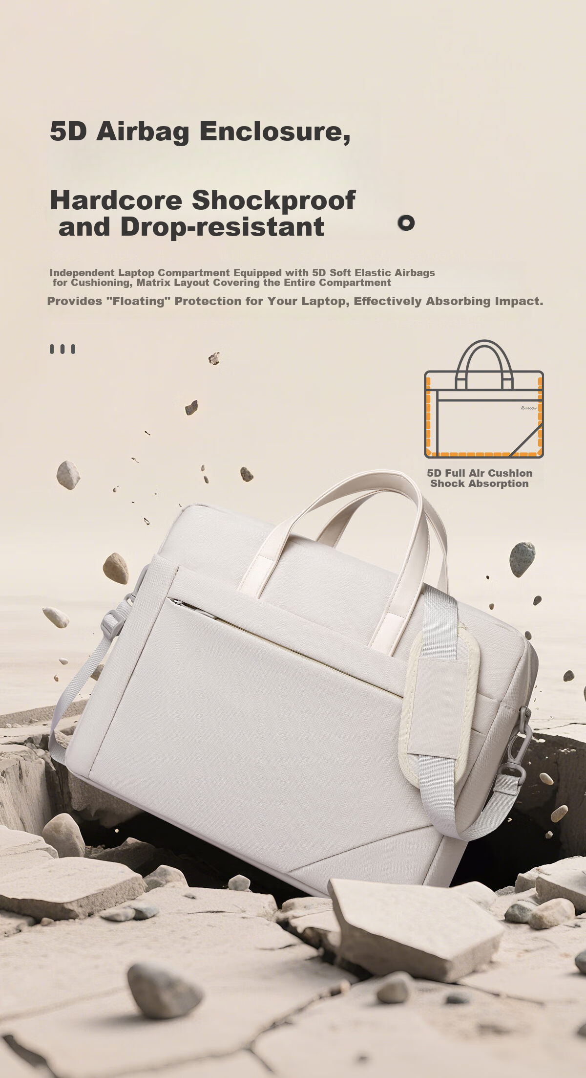 Milooky Laptop Bag Handheld and Shoulder 15-16 Inch High-Style for Women Suitable for Apple Huawei Business Bag 5