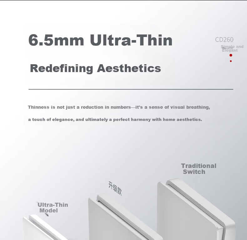 DELIXI 86-Type Ultra-Thin Glossy Large Panel CD260 White Five-Hole Socket with USB and Type-C 4