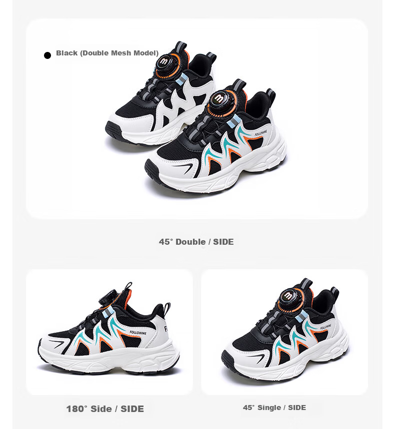 Follow Me Kids Sports Shoes Spring Summer Mesh Breathable Casual Shoes Boys Girls School Running Shoes Black Size 37 15