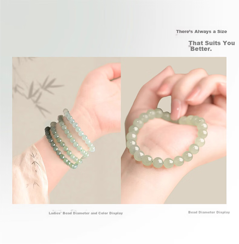 Sino Gem Light Clear Hetian Jade Bracelet for Women Natural Jade Beaded Bracelet Anniversary Birthday Gift for Girlfriend Wife 11