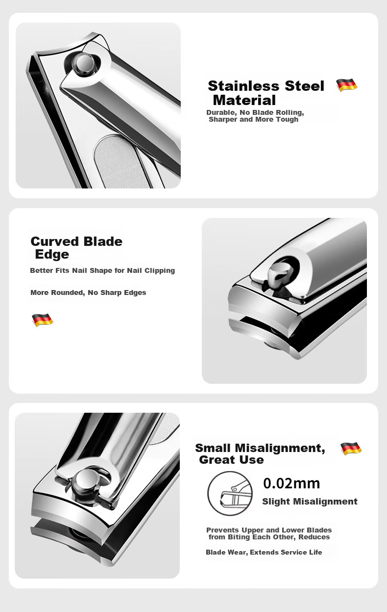 Master Jiang Premium 3-Pack Large Nail Clippers with Angled Edge for Nail Groove, Flat Tip Cuticle Clippers 2