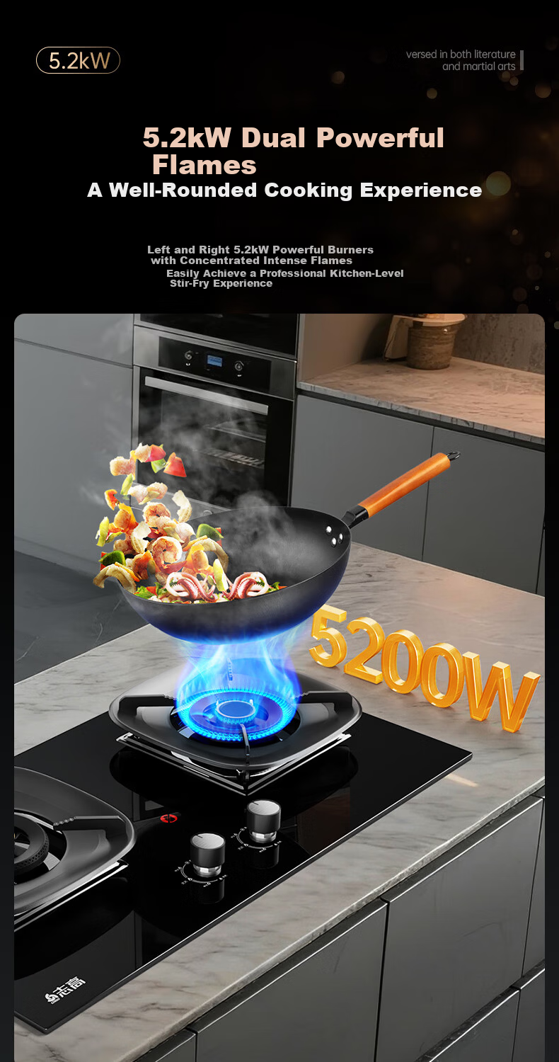 CHIGO Natural Gas Stove 1st Level Energy Efficiency Gas Cooker Double Burner 5.2kW High Flame Built-in Desktop 70% Thermal Efficiency JZT-K23JF with 15% Government Subsidy 6