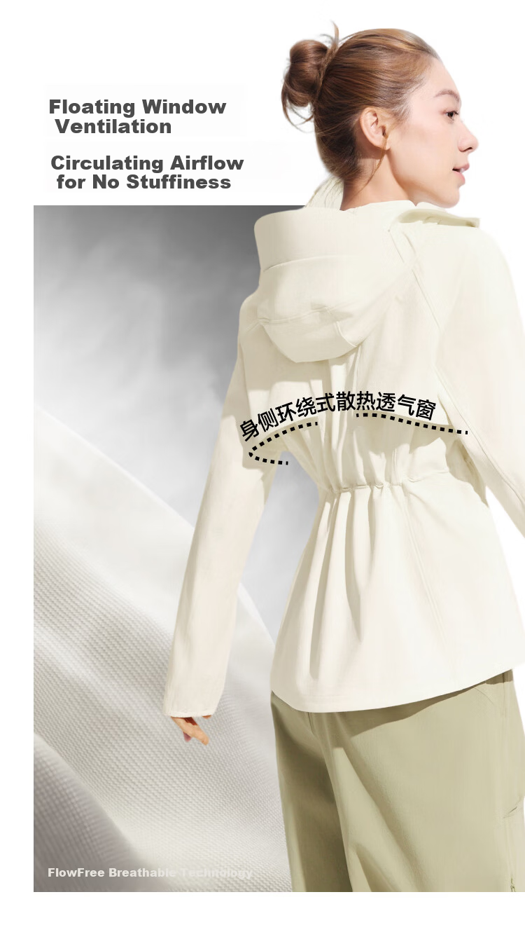 Beneunder Women's Sunscreen Jacket Outdoor Windproof Quick-Dry Sports Breathable WS002 Coconut White XL 16
