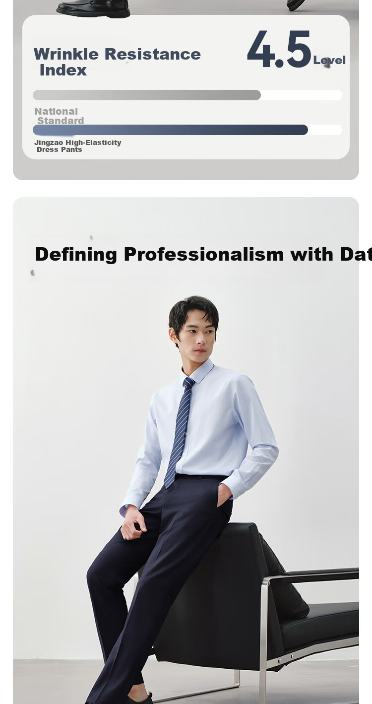 JD Jingzao High Elastic Wrinkle-Resistant Men's Business Casual Pants Summer New Premium Black 34 2