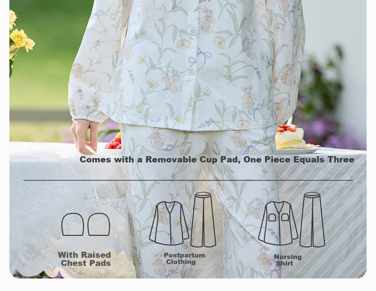 JOYNCLEON Maternity Pajamas Spring Summer 1-7 Months Tencel Cotton Nursing Sleepwear for Pregnant Women XL Jyz206095 17