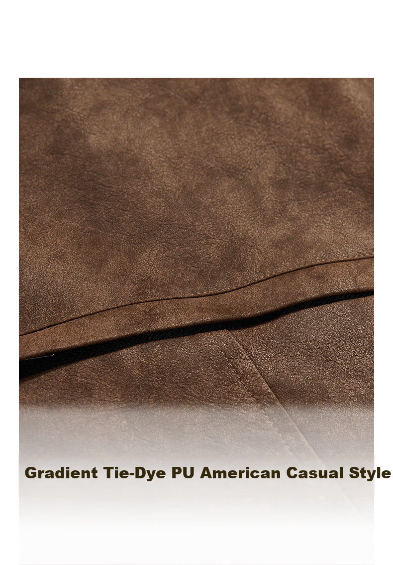 CABBEEN Tie-Dye Washed PU Jacket Men Gradient Tie-Dye PU American Casual Autumn Long Sleeve Coat 5