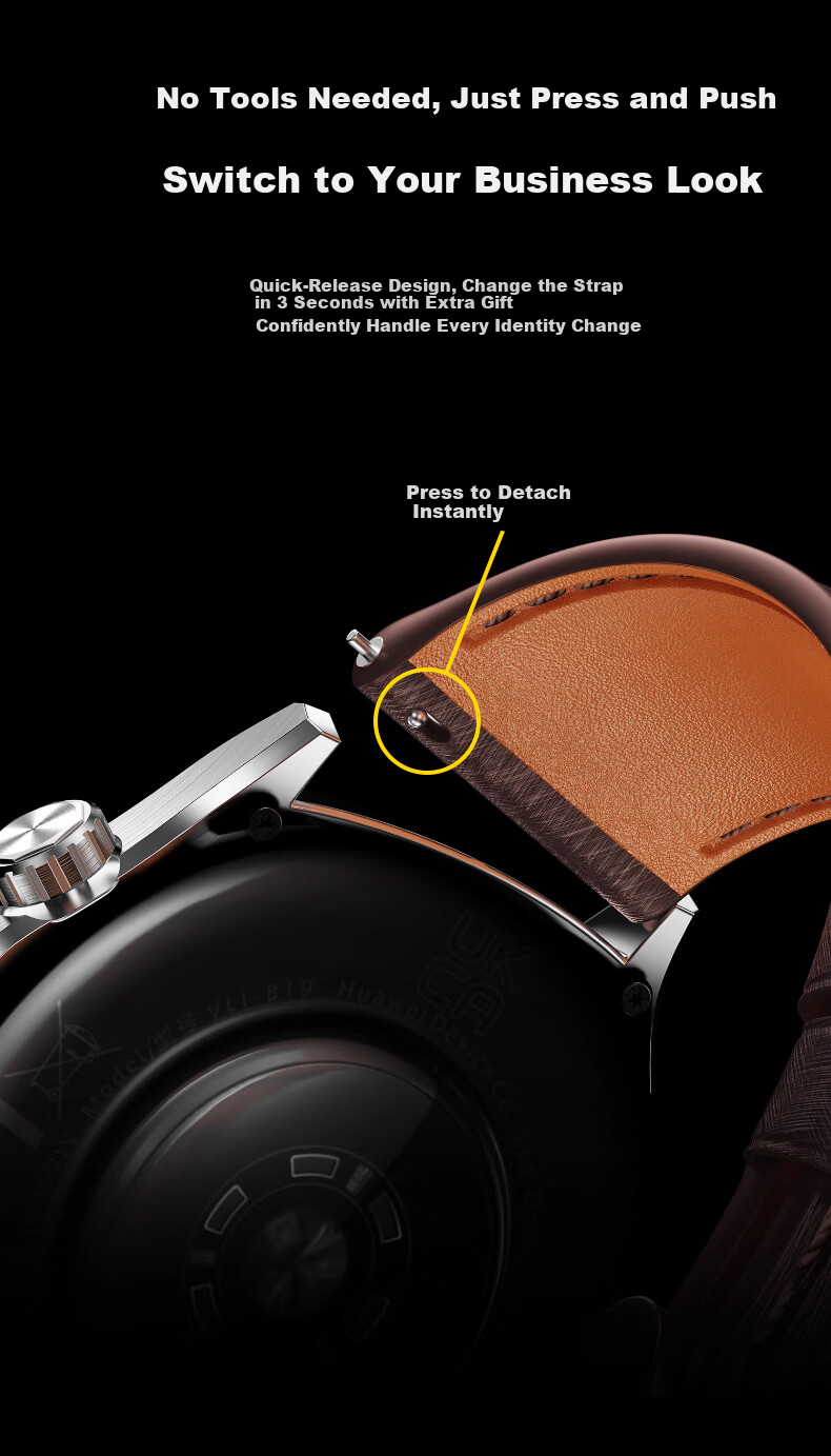 IM-CHEN Napa Calf Leather Watch Strap for Huawei GT6/Watch5/GT5/4/3/2/Pro/Oppo Watch4 Pro 22MM Brown 4