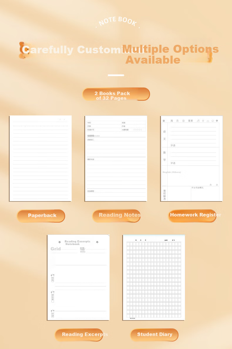 M&G Stationery A5 Student Diary Notebook 32 Sheets Homework Notebook Kraft Paper Junior High Practice Book Error Correction Book 2-Pack FA5360G-ZZ 3