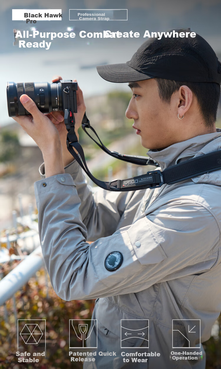 VSGO Black Hawk CASUAL Lightweight Camera Strap Avocado Green 2