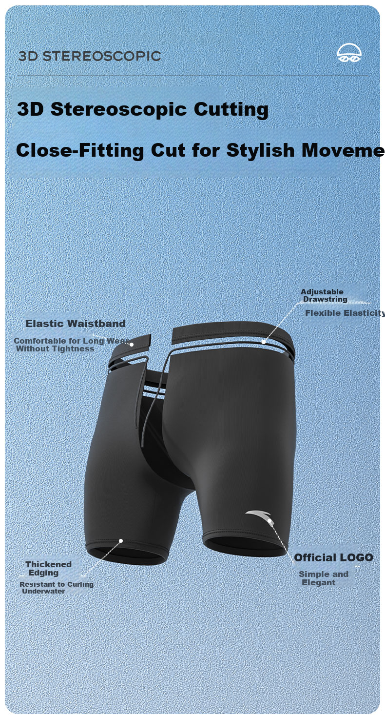 ANTA Men's Swimwear Set - Swim Trunks, Goggles, and Swim Cap, Quick-Dry Fashionable Swimming Gear for Hot Springs and Travel 4