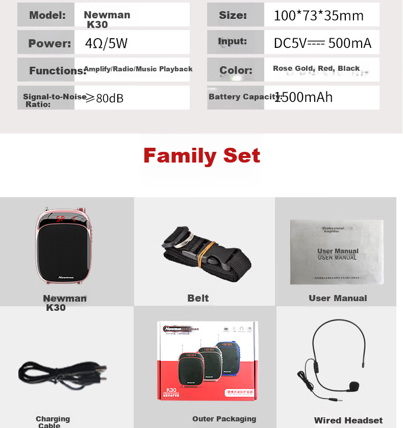 Newmine U-226 Pro Wireless Clip-on Microphone Teacher Amplifier Outdoor High-Power Tour Guide Bluetooth Speaker Long Battery Life Practical Gift 15