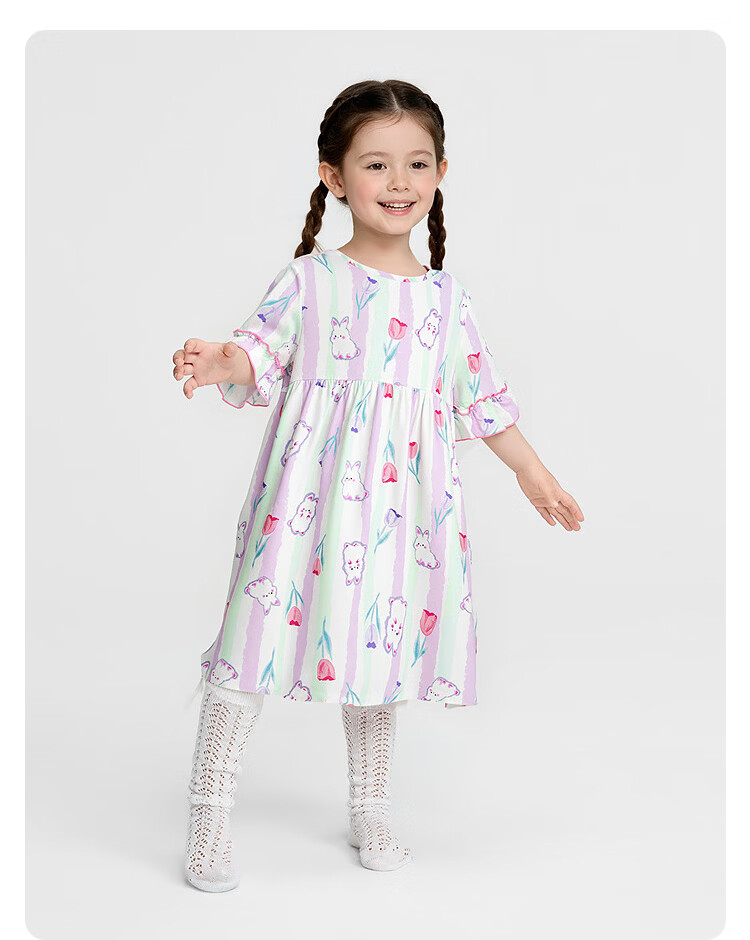 Balabala Baby Dress Summer Girls Nightgown Air Conditioning Clothes Anti-Cold Children's Home Dress Sweet Cute 22