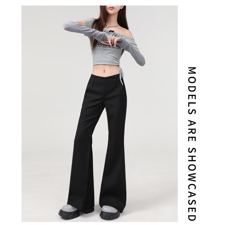 FitonTon Women's Suit Pants 2026 Spring Summer New American Retro Low Waist Slight Flare Slim Casual Wide Leg Pants 9