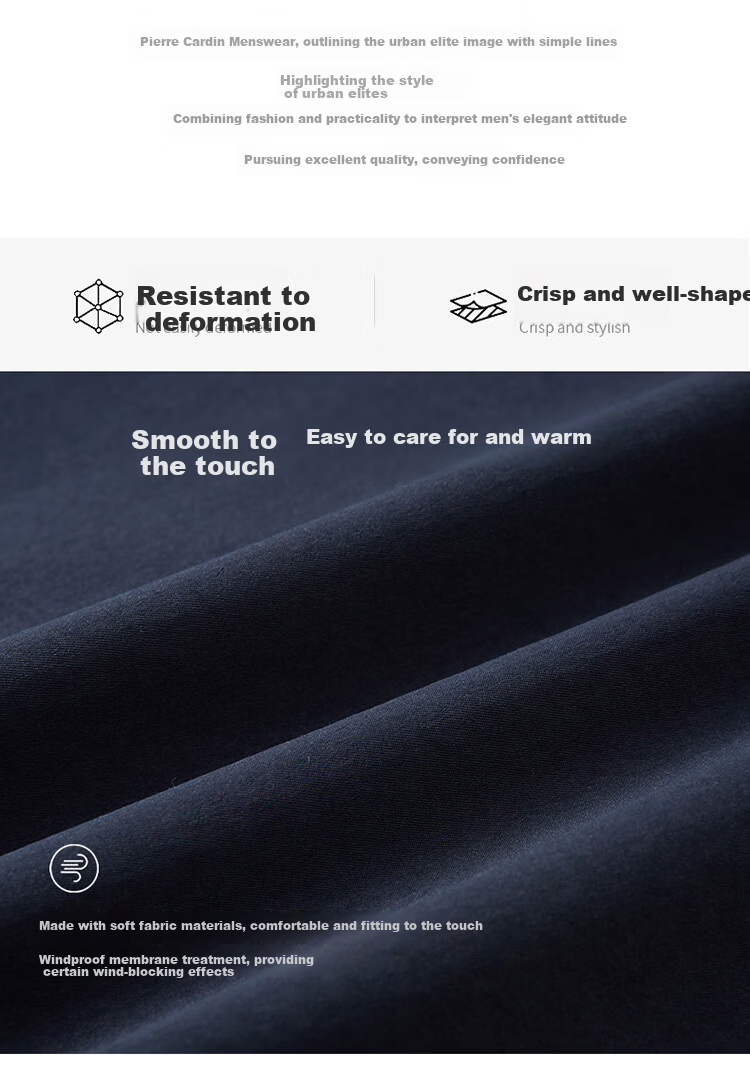 Pierre Cardin Men's Trench Coat Spring Autumn Korean Style Loose Casual Mid-Length Coat Trendy Lapel Overcoat Black XL 4