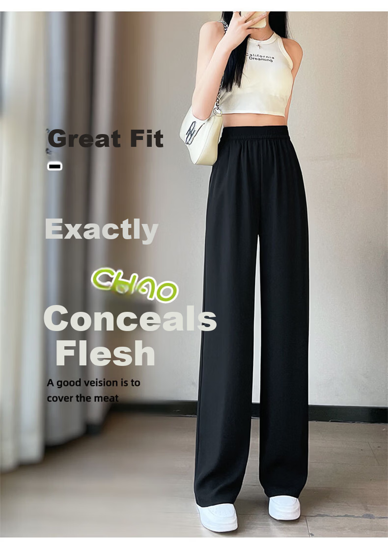 Langsha Elastic Waist Suit Pants Women Spring 2026 New Slim Straight High Waist Slimming Draped Casual Wide Leg Pants 7