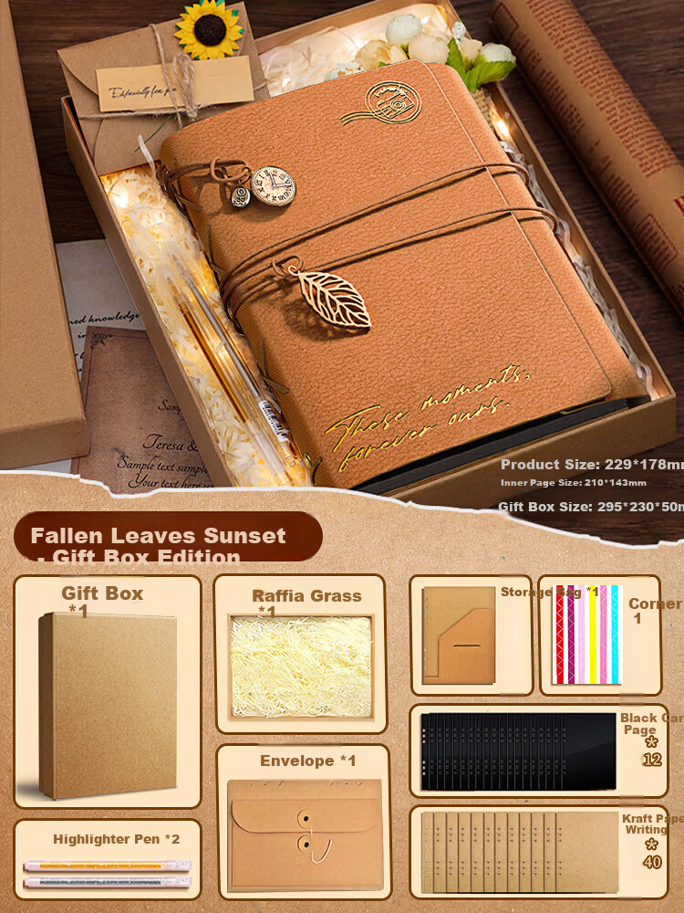 Jinzhi Vintage Couple Photo Album, Journal, Travel Love Memory Book, Receipt Collection, Self-Adhesive Handmade Gift, DIY Photo Book, Graduation Yearbook, Growth Memoir 10