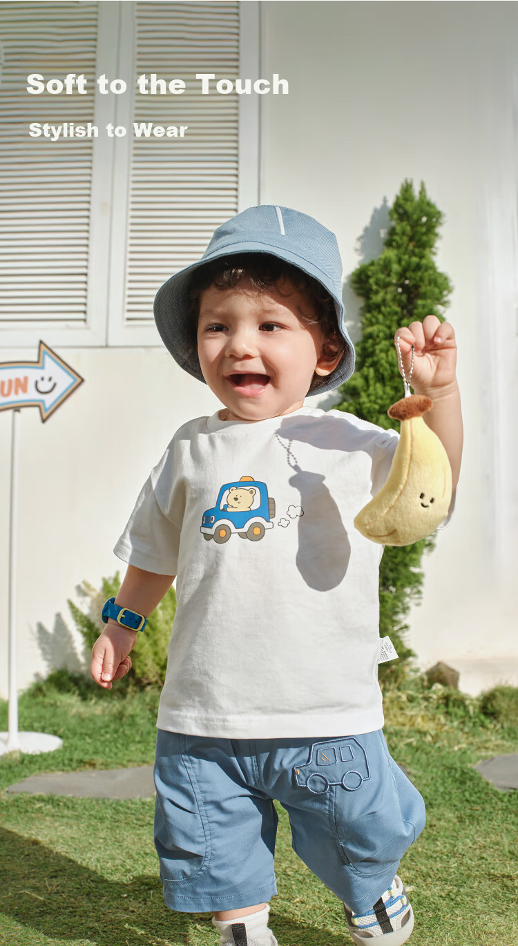 BALABALA Children's Clothing, Kids' Short-Sleeve T-Shirt, for Boys And Girls, 2026 New Baby Summer Wear, Comfortable Pure Cotton Top, Infant Half-Sleeve 1