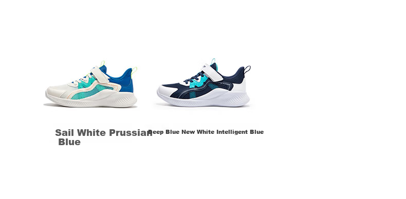 XTEP Kids Velcro Running Shoes for Boys and Girls, Deep Blue/New White/Smart Blue, Size 37 10