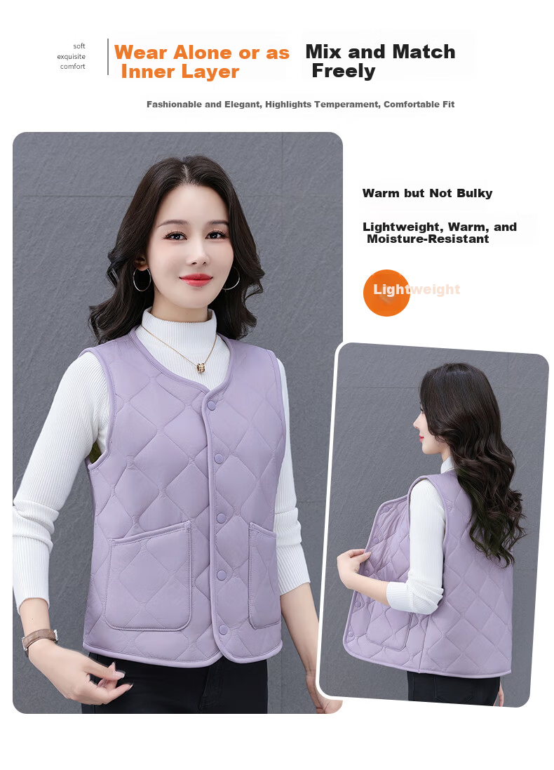 Woodpecker Women's Wool Vest Outerwear 2025 Autumn Winter New Lightweight Thickened Warm Vest for Moms Black L 9