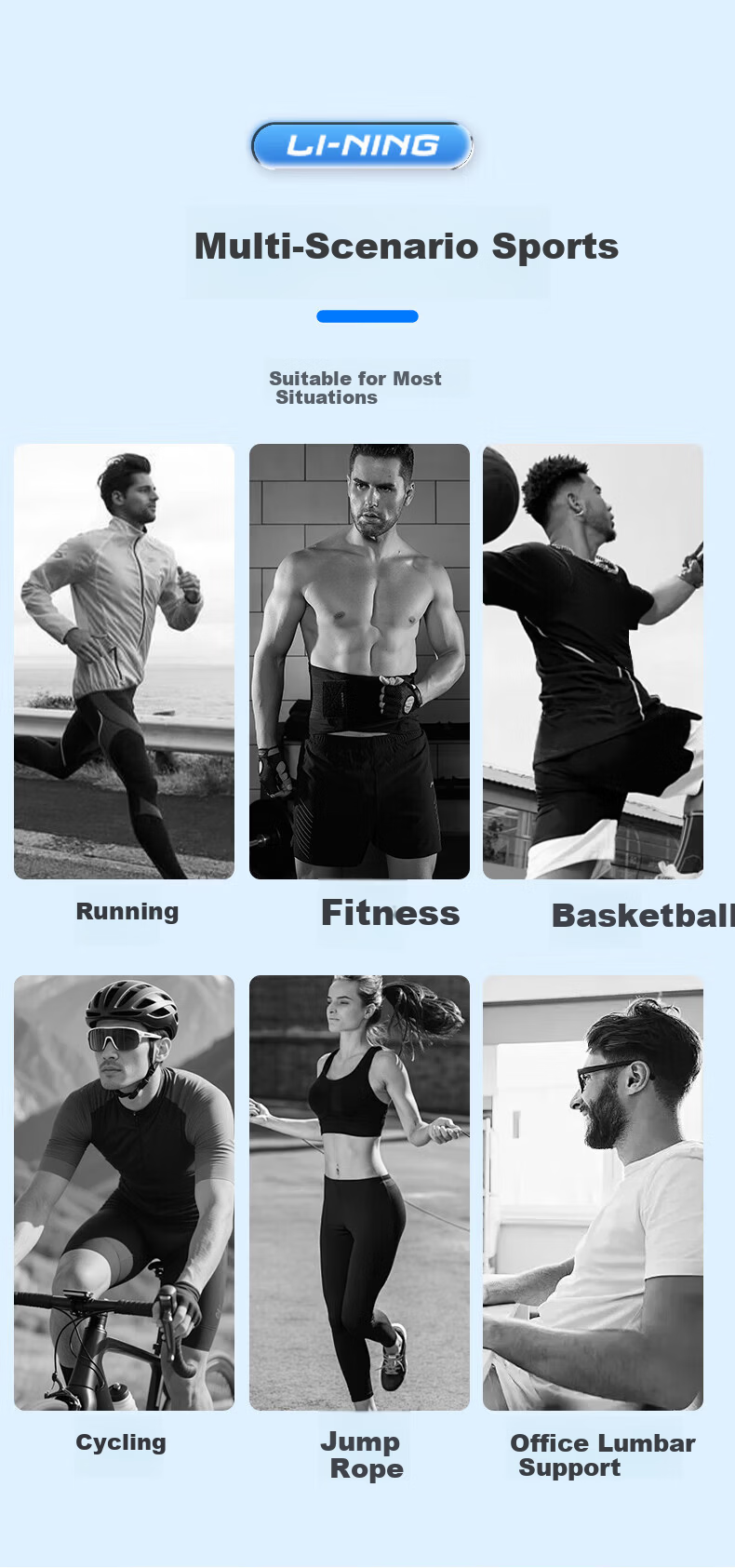 Li-Ning Waist Support Belt for Sports Fitness Lumbar Disc Herniation Lumbar Muscle Strain Long Sitting Running Basketball Deadlift Waist Brace 11