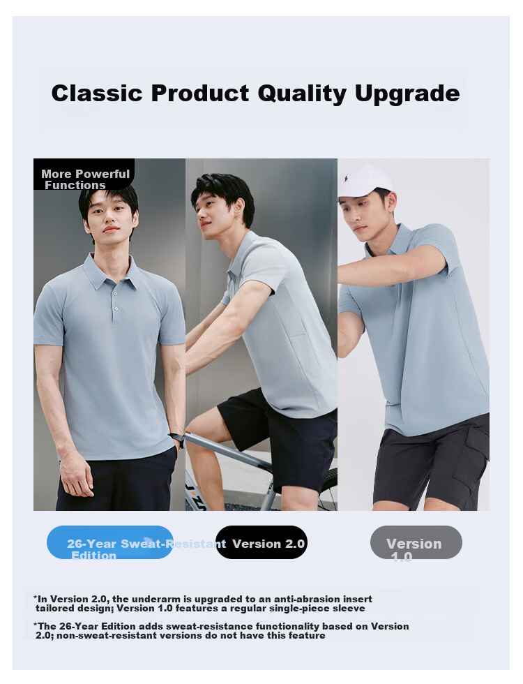 JD Original 300 Sun Protection Quick-Dry Summer Sports T-Shirt, Men's Polo Shirt, Casual Running Short Sleeve, Gray Blue - Upgraded Version, M 3