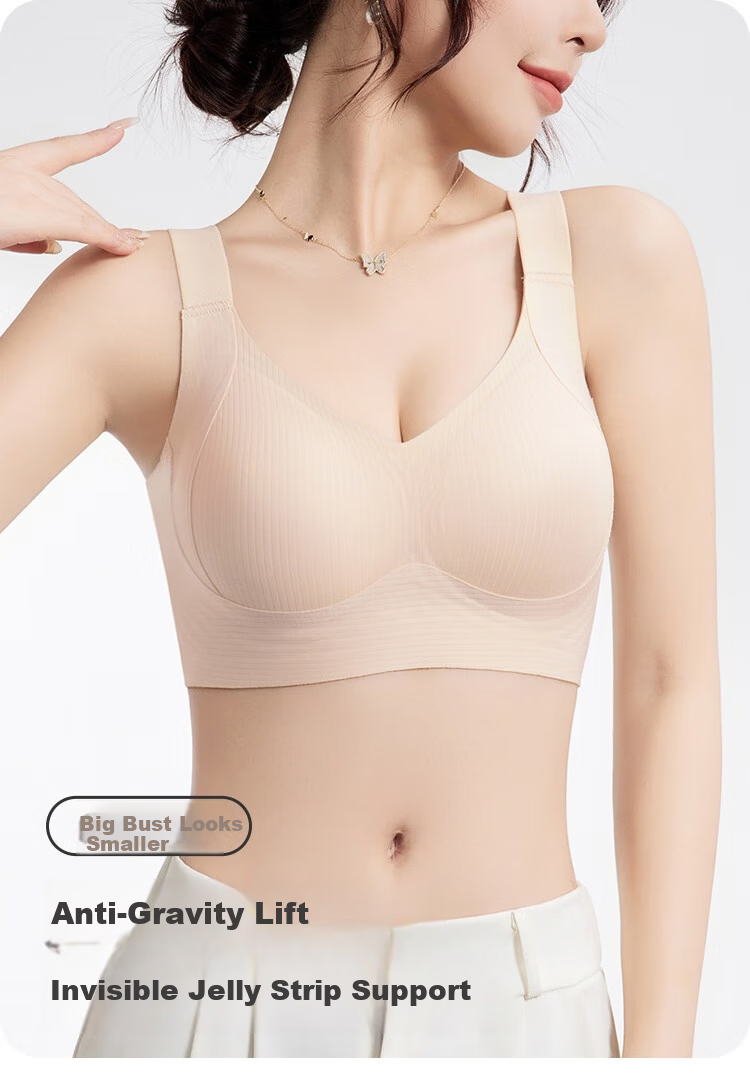 GRACEWELL Seamless Large Bust Minimizing Bra for Women, Lift and Gather, Side Support, Adjustable, Coffee Color 1