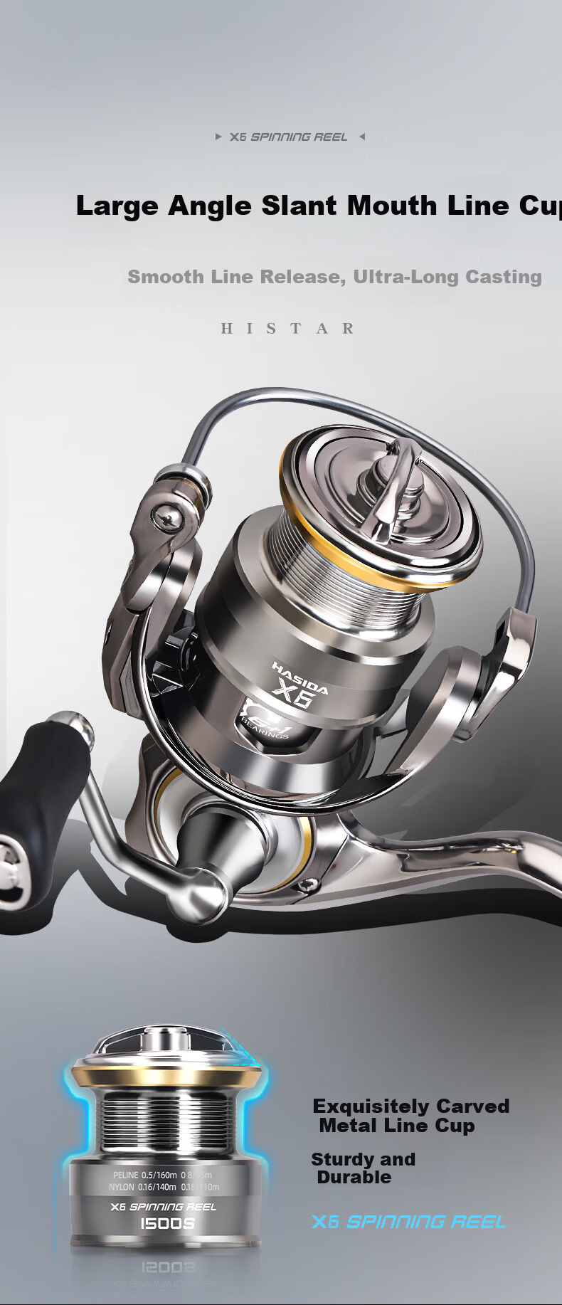 HISTAR X6 Metal Durable Screw-in Spinning Reel X6-1000s [Metal Durable] 6