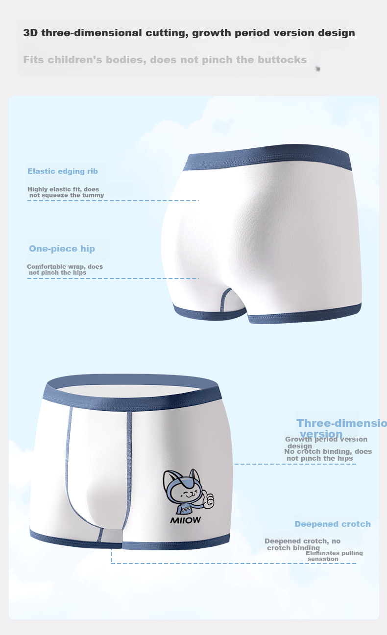 Miiow Children's Cotton Boys' Underwear A-Class 3-12 Years Boys' Boxer Briefs Comfortable No Pinch 9