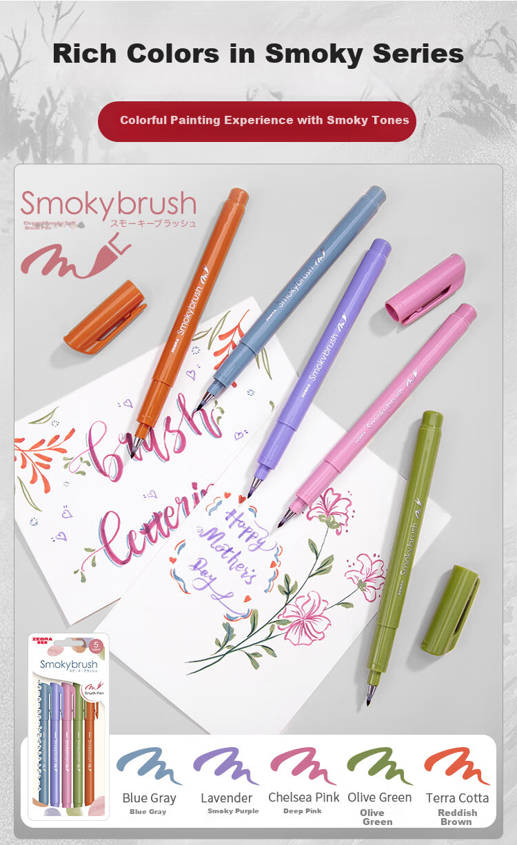 ZEBRA WF1 Silver Gray Student Calligraphy Brush Pen Small Regular Script 10pcs/Bag 10