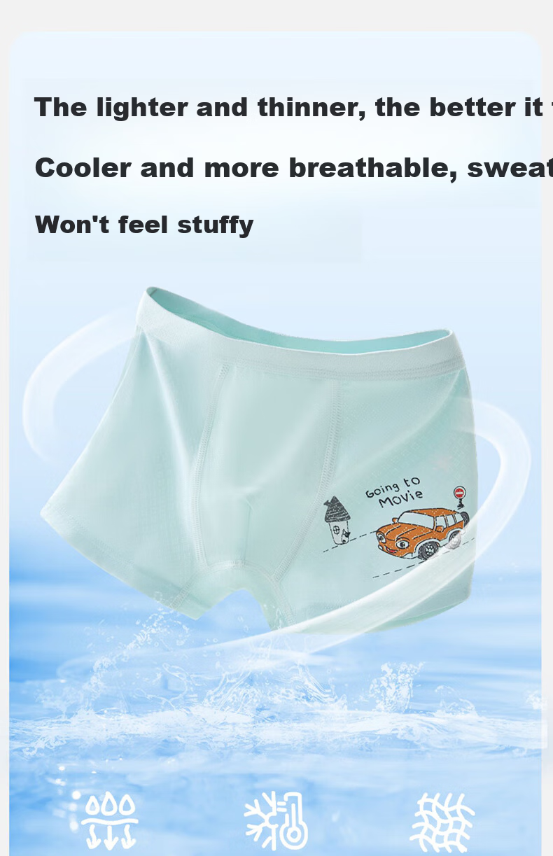 Mianqixiong Kids Boys Ice Silk Underwear Baby Boxer Shorts Summer Thin 4-Pack G009-XXXXL 9