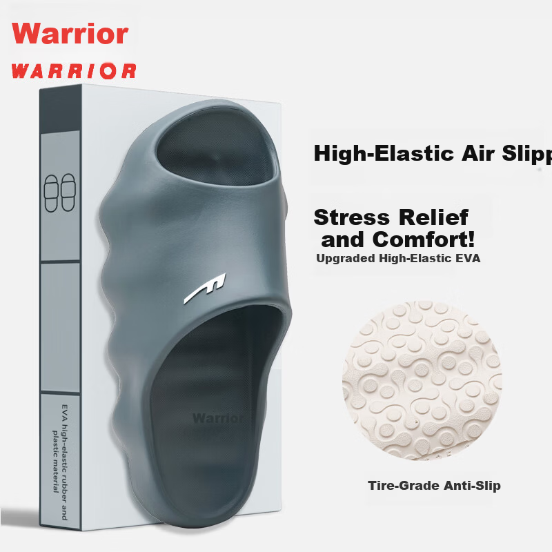 Warrior Antibacterial Men's Sports Slippers Odor-Resistant Non-Slip Silent Indoor Outdoor Shower Sandals HL0655 Blue Gray Size 40-41