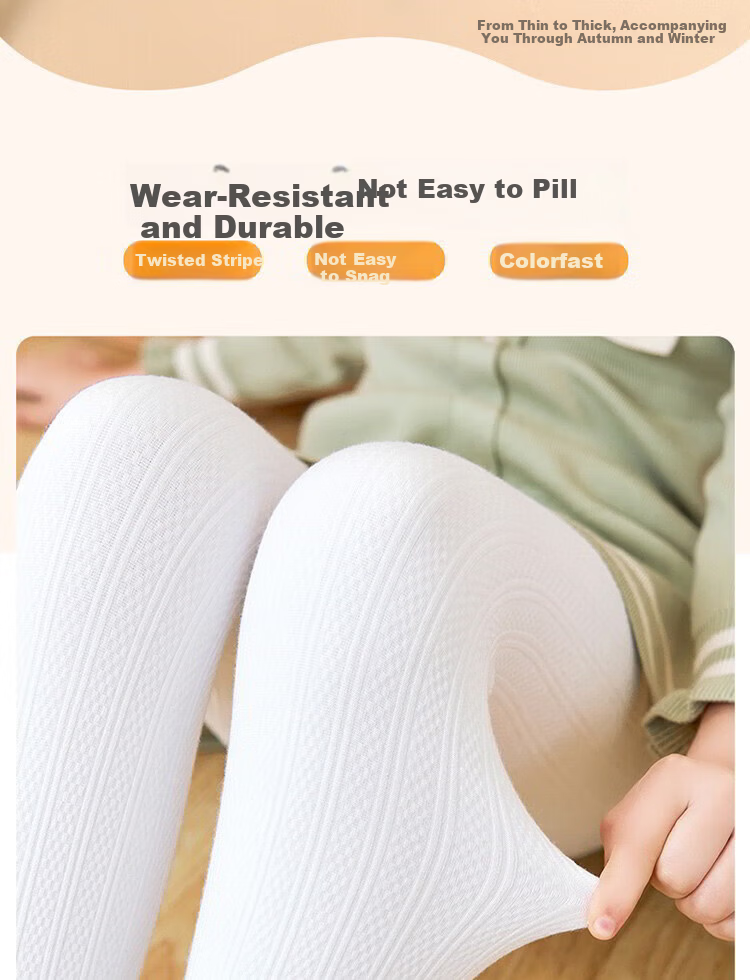 Bingxue Mian Children's Thermal Cotton Leggings Girls Spring Autumn Winter Thin Fleece Twist Knit Anti-Slip Tights Warm Long Pants for Older Kids 4