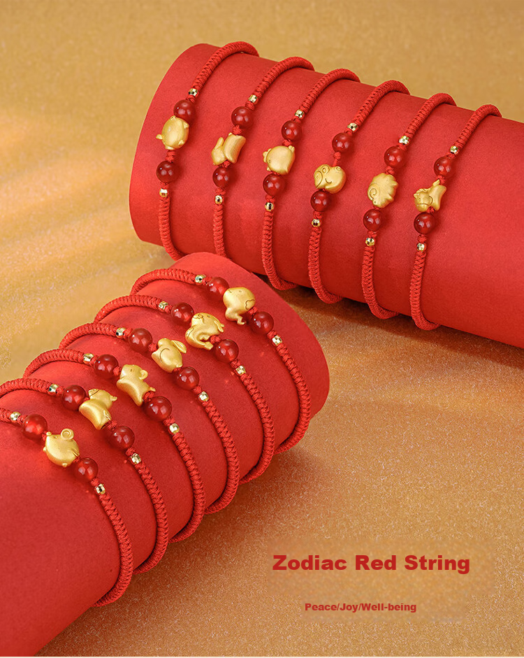 Jinliufu Auspicious Bracelet S925 Silver Zodiac Red Rope Lucky Charm Bracelet for Men and Women Birthday Gift for Lover 1