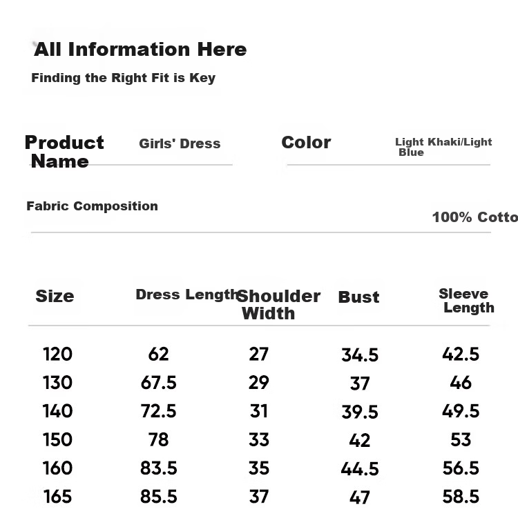 Navigare Girls' Dress Children's Skirt Student Long Dress Academy Style Comfortable Coastal Khaki 165 8