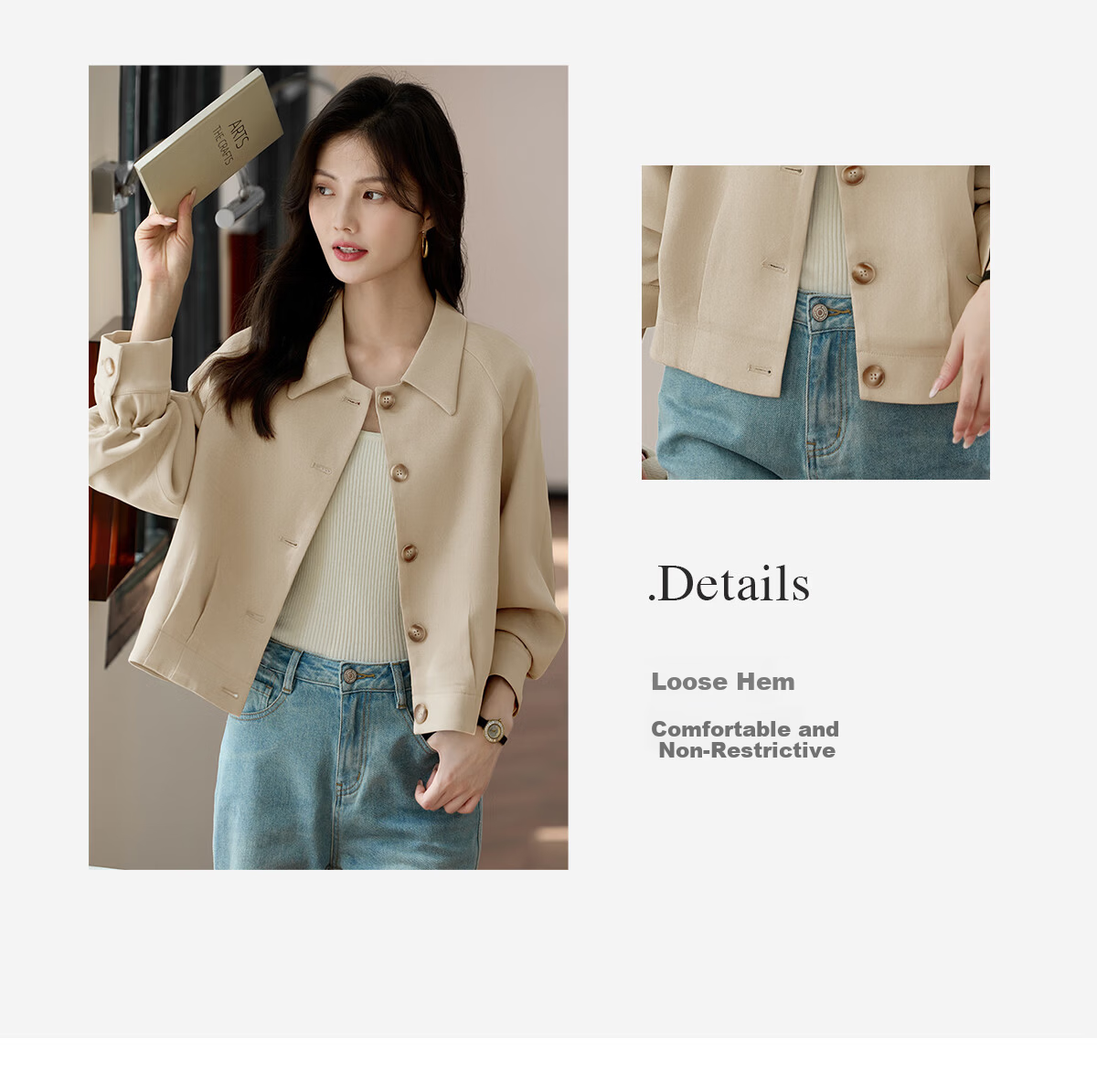 She Enjoy Casual Jacket Women Commuter Simple Short Coat Spring Autumn Versatile Elegant Cardigan Top T143U2023 10