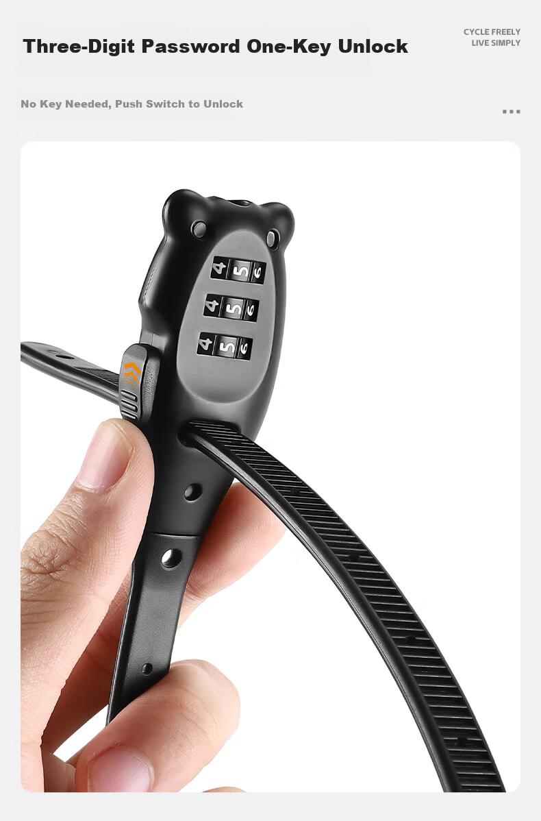 Xiqizhe Bicycle Cable Lock Motorcycle Helmet Lock Electric Vehicle Password Anti-theft Portable Steel Wire Lock 7