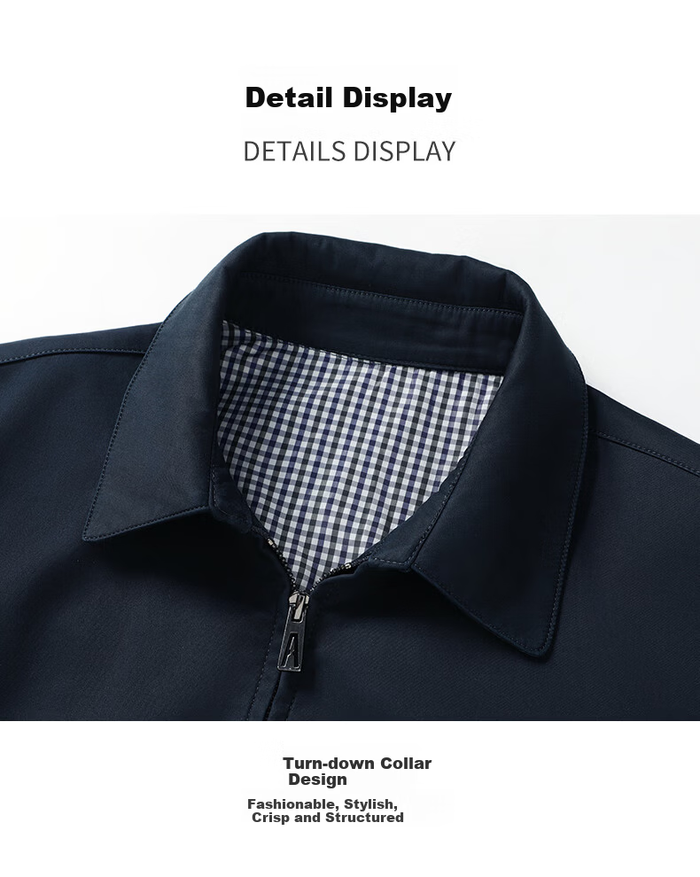 ROMON 100% Cotton Men's Jacket Casual Workwear Spring Autumn Lapel Coat for Middle-aged and Young Men Dad Style Shirt Jacket 13
