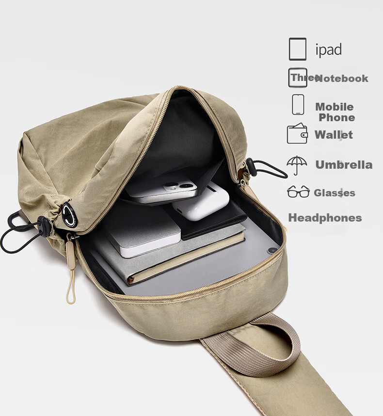 JEVI Men's Chest Bag Casual Water-Resistant Oxford Cloth Crossbody Shoulder Bag Korean Style Trendy Front Chest Bag 7