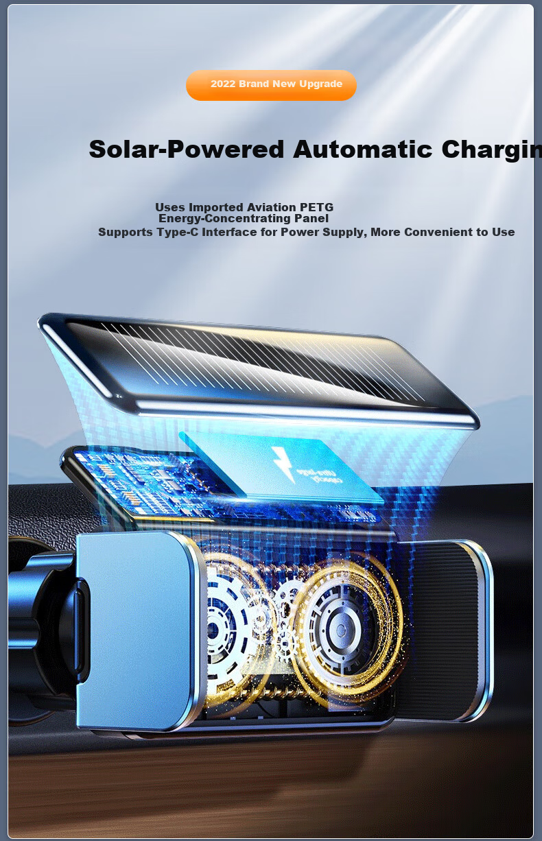 KOOLIFE Mercedes-Benz Car Mount GLC/C-Class Air Vent Navigation Base + Solar Powered Electric Phone Holder 2019-2021 Models 7