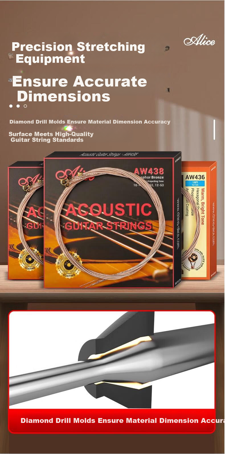 Alice Guitar Strings AW436SL Coated Acoustic Guitar String Set Guitar Accessories 5
