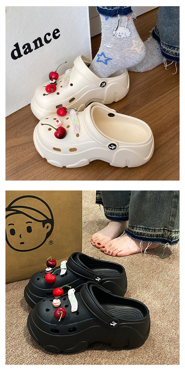 TonLion Women's Summer 2026 Height-Increasing Breathable Sandals Thick-Soled Beach Shoes Trendy Black Size 37-38 5