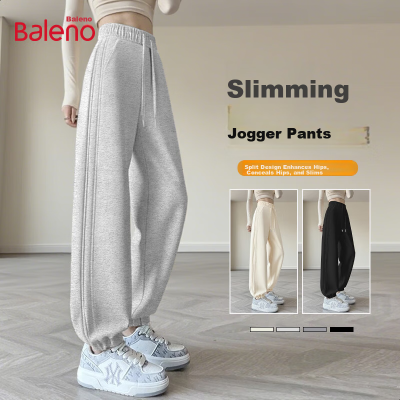 Baleno Women's Casual Jogger Pants Spring Autumn New High Waist Thin Loose Slim Wide Leg Sports Trousers