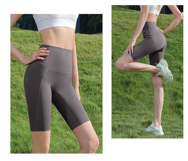 CAMEL Original Yarn Sun Protection Yoga Shorts Women Ice Cooling Breathable Sports Biker Shorts Y26BY1L7024A Rock Mist Gray M 27