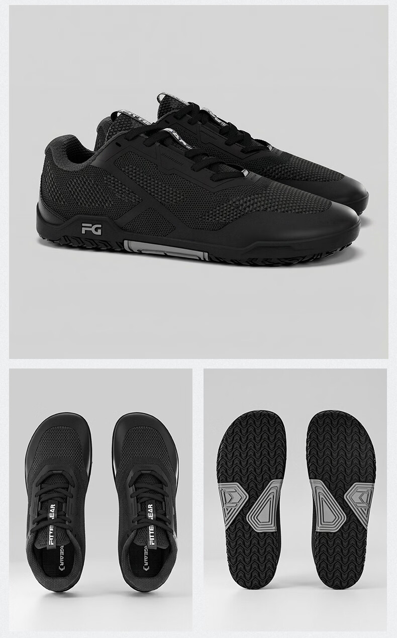 FITTER GEAR Comprehensive Training Shoes Breathable Non-Slip Barefoot Sports Shoes Deadlift Squat Unisex Graphite Black 11
