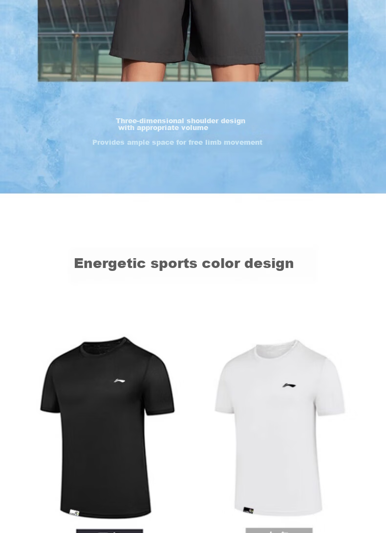 LI-NING Quick-Dry Men's Short Sleeve Summer Breathable Simple AHST575-2-3XL 7
